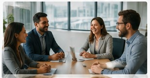 Business professionals collaborating